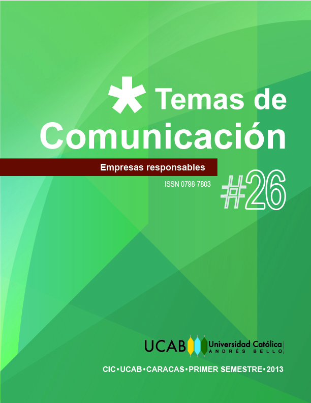                     Ver Núm. 26 (2013): 1er semestre:Temas de comunicación N°26
                