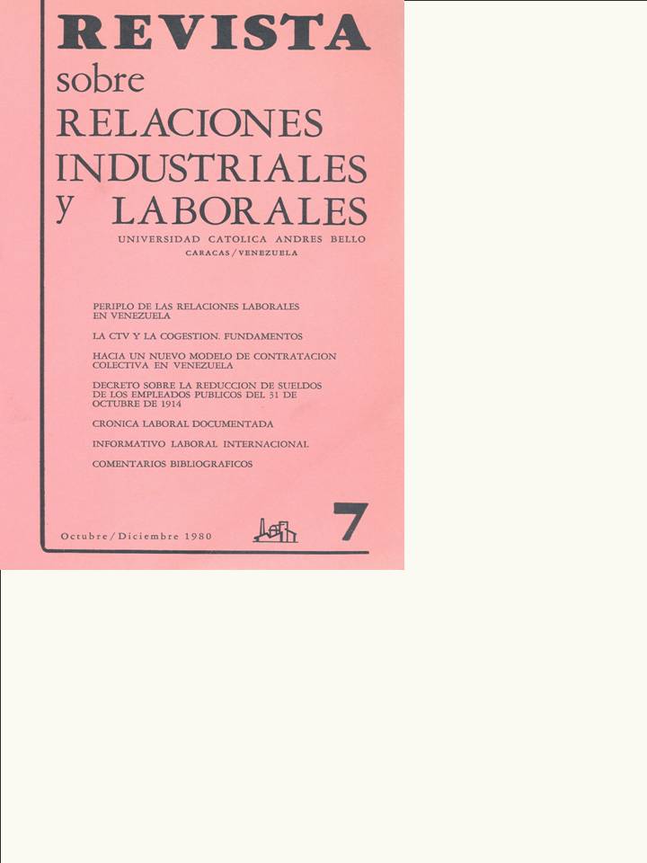                     Ver Núm. 7 (1980): Revista sobre Relaciones Industriales y Laborales
                