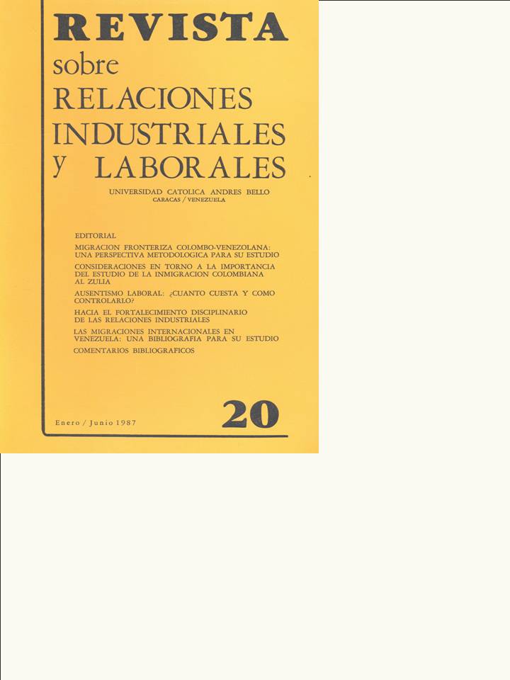 					Ver Núm. 20 (1987): Revista sobre Relaciones Industriales y Laborales
				