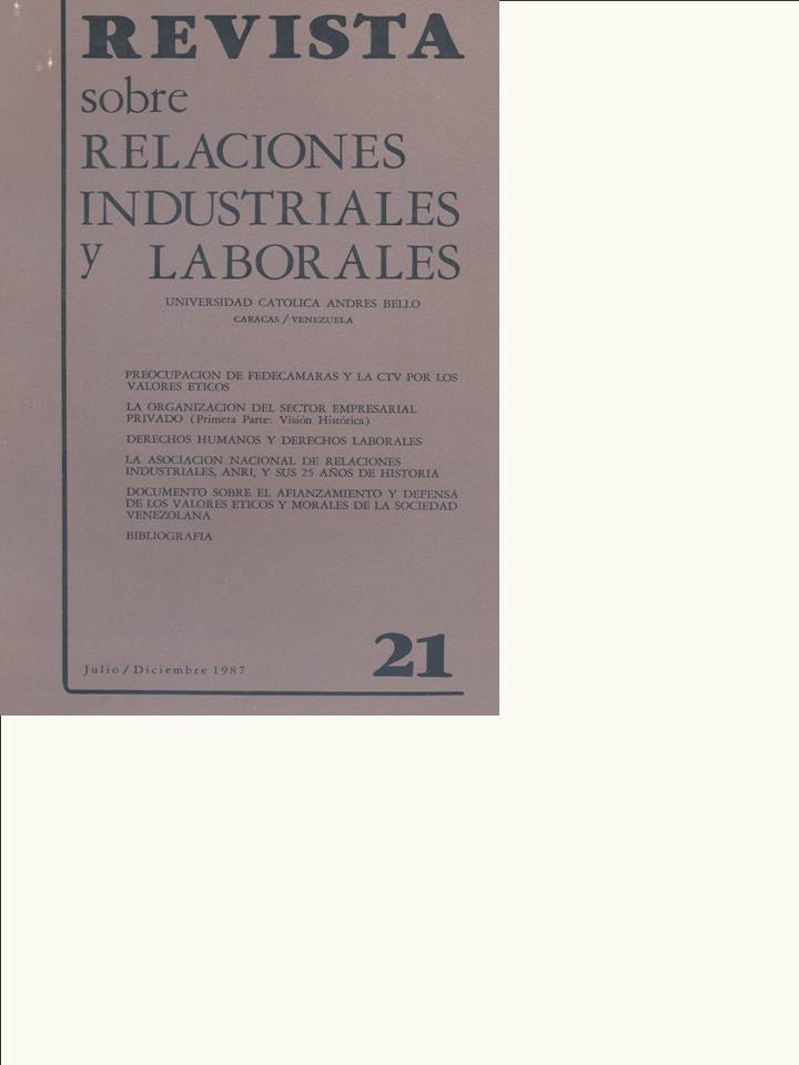                     Ver Núm. 21 (1987): Revista sobre Relaciones Industriales y Laborales
                