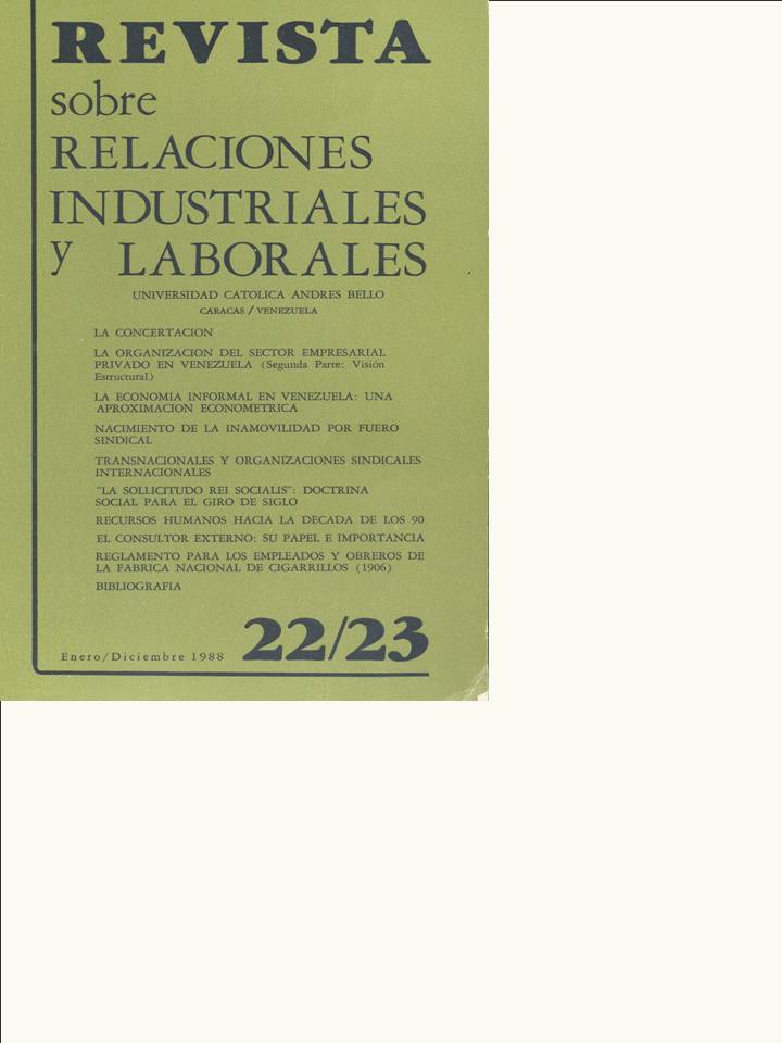 					Ver Núm. 22/23 (1988): Revista sobre Relaciones Industriales y Laborales
				